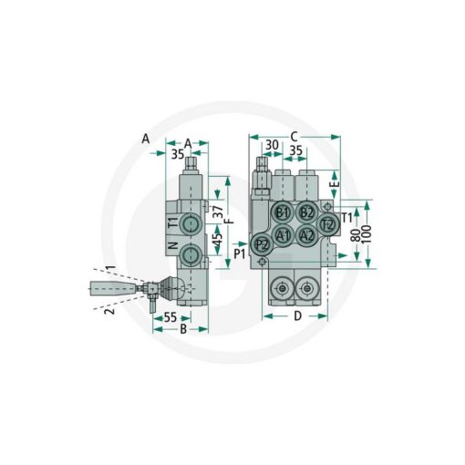 Distributore 3/8" 2 Leve Doppio Effetto 40lt 87000921 Granit